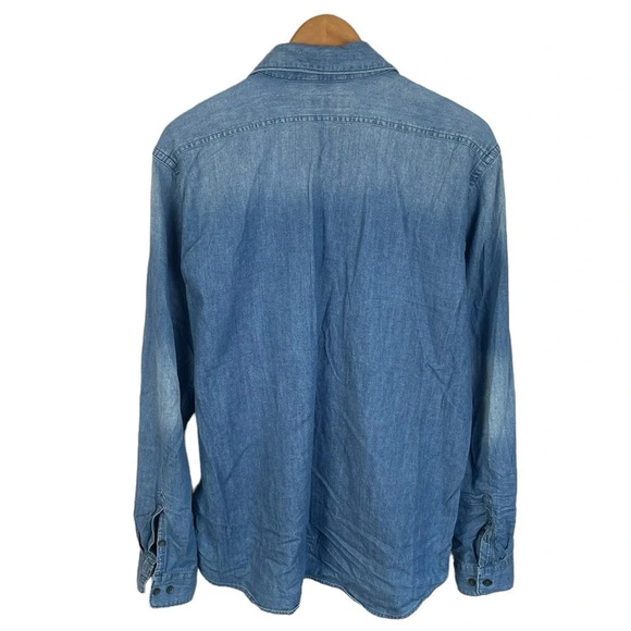 BF1093 Men’s Express Designer Trendy Chambray Denim Button Down Shirt XL - Picture 4 of 5